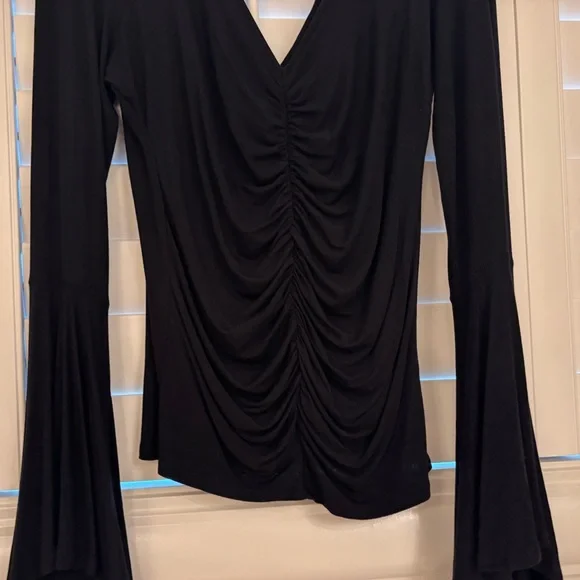 We The Free Black Ruched Bell Sleeve Top - Picture 4 of 8